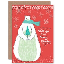 Cool Love Polar Snow Red Fiance Bear Christmas Card