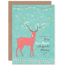 Dear Fiance Love Deer Christmas Card