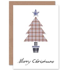 Xmas Merry Tartan Tree Bonnie Scotland Christmas Card