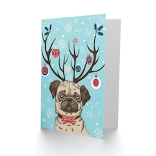 Pug Ornaments Antlers Cute Dog Christmas Card thumbnail 2