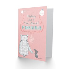 A Very Special 1st First Bear Mouse Baby Pink Christmas Card thumbnail 2