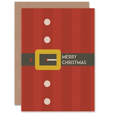 Santa Belt Buckle Cartoon Christmas Card