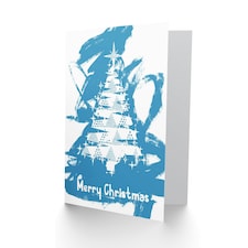 Abstract Blue Xmas Tree Bold Modern Christmas Card thumbnail 3