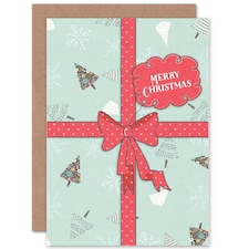 Xmas Gift Present Bow Ribbon Christmas Card