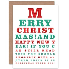 Eye Chart Funny Cheeky Christmas Card