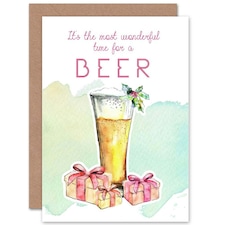 Wonderful Time Beer Funny Pun Christmas Card