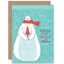 With Love To My Husband Polar Bear Christmas Card