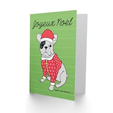Joyeux Noel Santa Hat French Bulldog Lover Christmas Card thumbnail 2