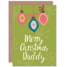 Green Xmas Baubles Merry Christmas Dad Card