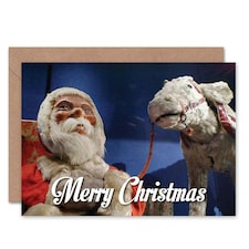 Merry Xmas Creepy Santa Troll Lamb Thing Christmas Card
