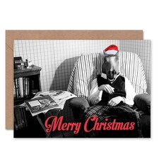 Alternative Xmas Head Weird Funny Horse Christmas Card