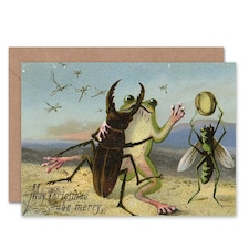 Xmas Merry Dancing Beetle Frog Christmas Card
