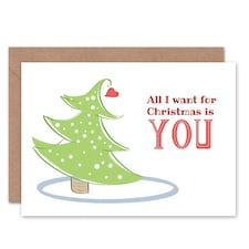 Xmas Song Lyric Tree Heart Christmas Card