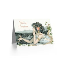 Xmas Nouveau Girl Bird Christmas Card thumbnail 2