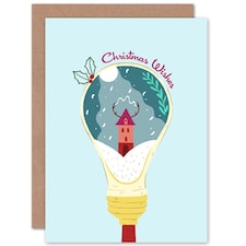 Light Bulb Snow Globe Cartoon Modern Christmas Card