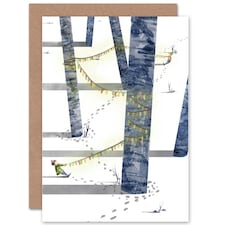 Winter Tree Fairy Lights Tug War Christmas Card