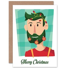 Fairy Lights in Beard Festive Christmas Card