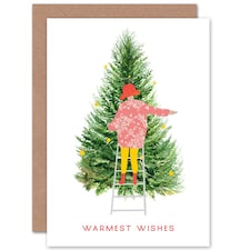 Lady Warmest Wishes Modern Christmas Card