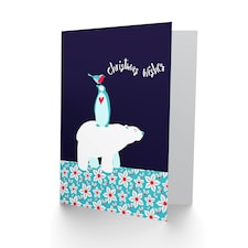 Critters Give Wishes Cute Animals Penguin Christmas Card thumbnail 2