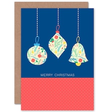 Bright Floral Collage Ornaments Christmas Card