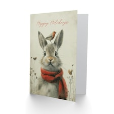 Cute Bunny Robin Bird Winter Kids Rabbit Christmas Child Card thumbnail 2