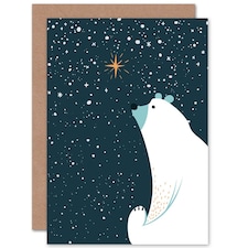 Star Bethlehem Polar Bear Christmas Card