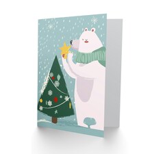 Polar Tree Star Cute Bear Christmas Card thumbnail 2