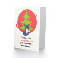 Naughty Kitty Tree Ornaments Christmas Card thumbnail 2