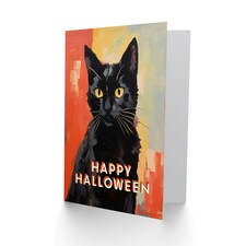 Black Cat Lover Witch Halloween Card thumbnail 2