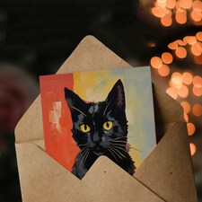 Black Cat Lover Witch Halloween Card thumbnail 3