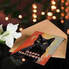 Black Cat Lover Witch Halloween Card thumbnail 4