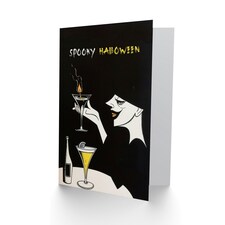 Spooky Witch Cocktail Potion Candle Fun Woman Halloween Card thumbnail 2
