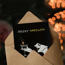 Spooky Witch Cocktail Potion Candle Fun Woman Halloween Card thumbnail 3