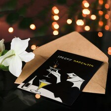 Spooky Witch Cocktail Potion Candle Fun Woman Halloween Card thumbnail 4