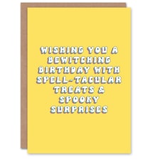 Witchy Pun Wishes Fun Funny Joke Humour Woman Halloween Her Card