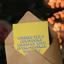 Witchy Pun Wishes Fun Funny Joke Humour Woman Halloween Her Card thumbnail 3