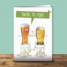 Beers To You Foiled Christmas Card
