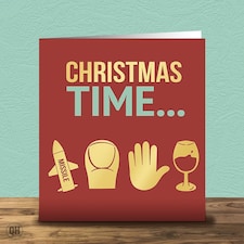 Christmas Time Missile Toe Hand Wine - Funny Christmas Card