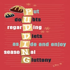 Pudding - Foiled Funny Christmas Card