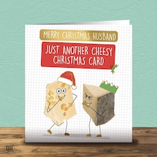 Just Another Cheesy Christmas Card - Foiled Christmas Card For Husband