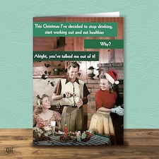 This Christmas I'm Going To Stop Drinking - Funny Retro Christmas Greetings Card