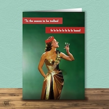 Tis The Season To be Trollied - Funny Retro Christmas Card