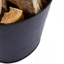 Spruce Small Leather Handled Fireside Wood Bucket Iron Classic Style Black Matte thumbnail 3