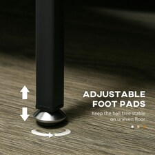 HOMCOM Coat Rack, Coat Stand with Shoe Storage, 5 Hooks Brown thumbnail 5