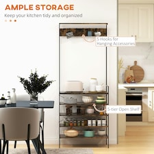 HOMCOM Coat Rack, Coat Stand with Shoe Storage, 5 Hooks Brown thumbnail 9