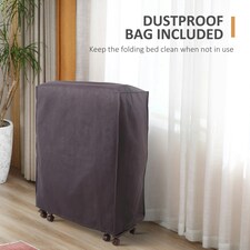 HOMCOM Folding Bed with Mattress & Wheels, Adjustable Backrest Guest, White thumbnail 8