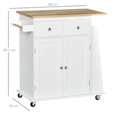 Kitchen Island Storage Cabinet Rolling Trolley with Wood Top, 3-Tier Spice Rack thumbnail 3