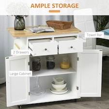Kitchen Island Storage Cabinet Rolling Trolley with Wood Top, 3-Tier Spice Rack thumbnail 4