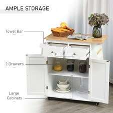 Kitchen Island Storage Cabinet Rolling Trolley with Wood Top, 3-Tier Spice Rack thumbnail 7
