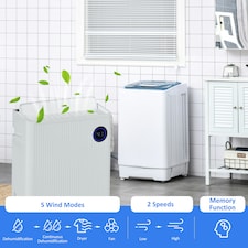 HOMCOM 16L/Day Quiet Air Dehumidifier with Purifier, UVC, Timer, White thumbnail 5